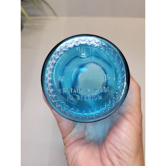 Vintage Belgium Blue Glass Bubble Top Apothecary Jar - Picture 3 of 4